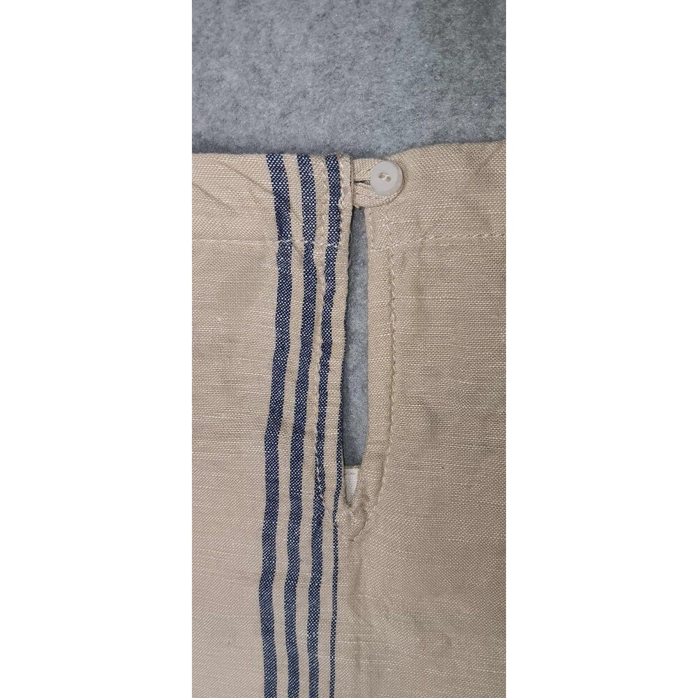 Liz Claiborne Linen Blend Sleeveless Tank Top Medium Beige Striped Fringe Beach - Picture 12 of 12